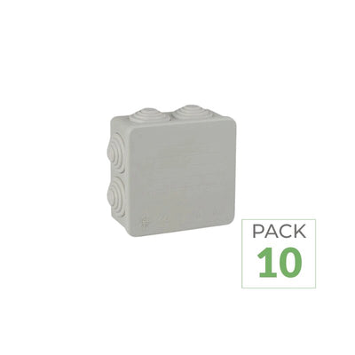 Pack de 10 - Boîte de Dérivation Étanche Carrée 80mm Épaisseur 35mm