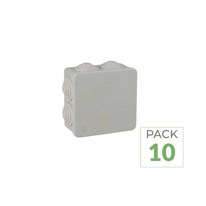 Pack de 10 - Boîte de Dérivation Étanche Carrée 80mm Épaisseur 35mm