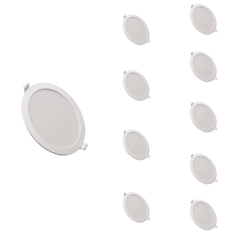 Spot LED Extra Plat Downlight Rond 12W Blanc CCT - 3000K/4000K/6000K ( Pack de 10 )