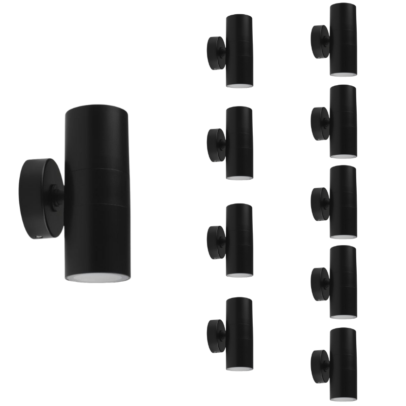 Applique Murale Noire IP65 Double Faisceau GU10 (Pack de 10)