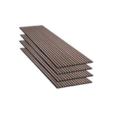 Lot de 4 Panneaux Acoustiques Murauxl- Tasseaux Finition Noyer - Fond Noir - 240x60x2,2cm