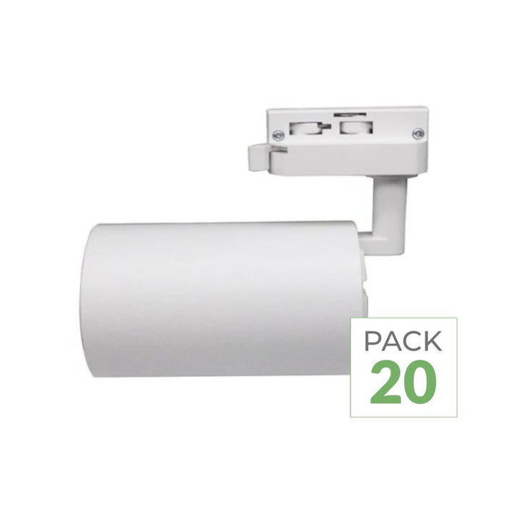 Pack de 20 - Spot LED sur Rail Triphasé CCT 30W 60° Blanc
