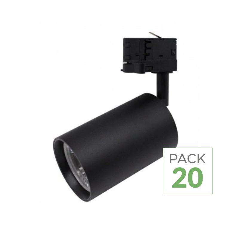 Pack de 20 - Spot LED sur Rail Triphasé CCT 30W 60° Noir