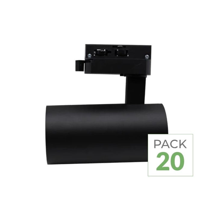 Pack de 20 - Spot LED sur Rail Triphasé CCT 20W 60° Noir