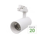 Pack de 20 - Spot LED sur Rail Monophasé CCT 20W 60° Blanc
