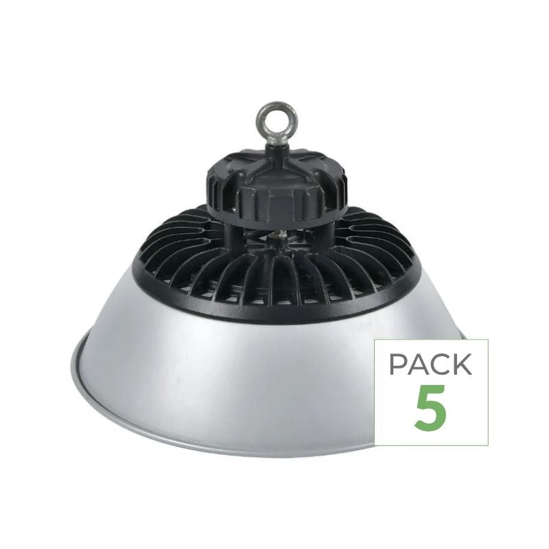 Pack de 5 - Cloche LED Industrielle 150W 90° ARGENT