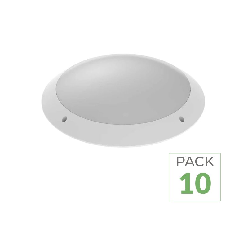 Pack de 10 - Hublot LED IP65 IK10 ø30 cm avec Détecteur pour 2 Ampoules E27