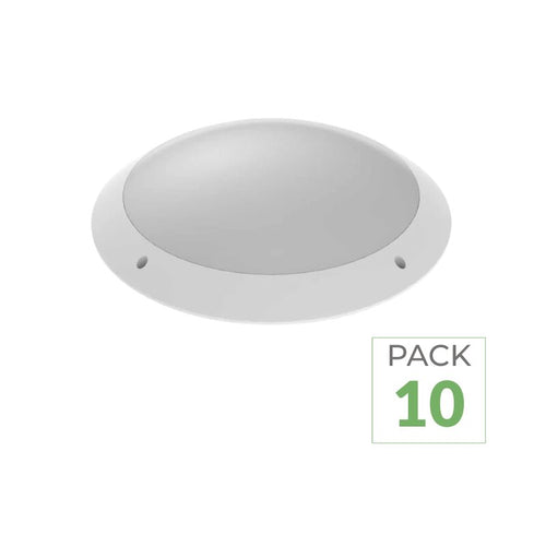 Pack de 10 - Hublot LED IP65 IK10 ø30 cm avec Détecteur pour 2 Ampoules E27
