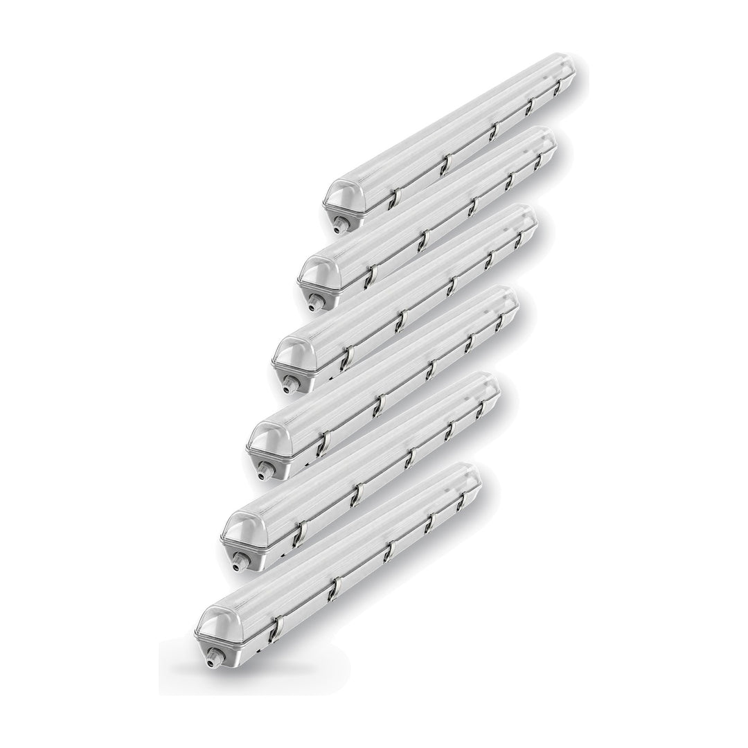 Réglette étanche 150 cm double pour Tube LED T8 IP65 (Boitier vide) - Pack de 6