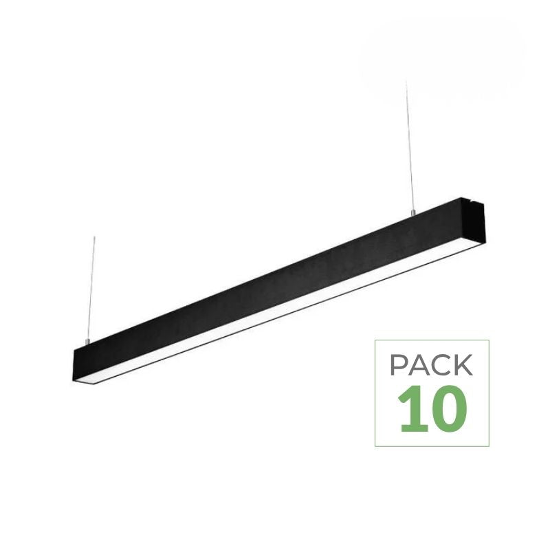 Pack de  10 - Réglette Suspendue 120 cm Noire 48W CCT - 3000K/4000K/6000K