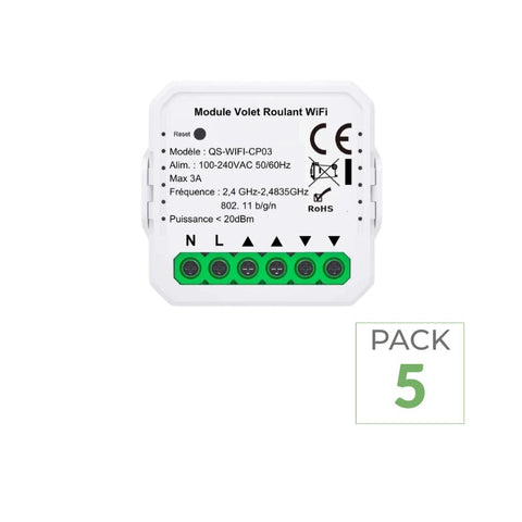 Pack de 5 - Module Interrupteur Volet Roulant Connecté WiFi