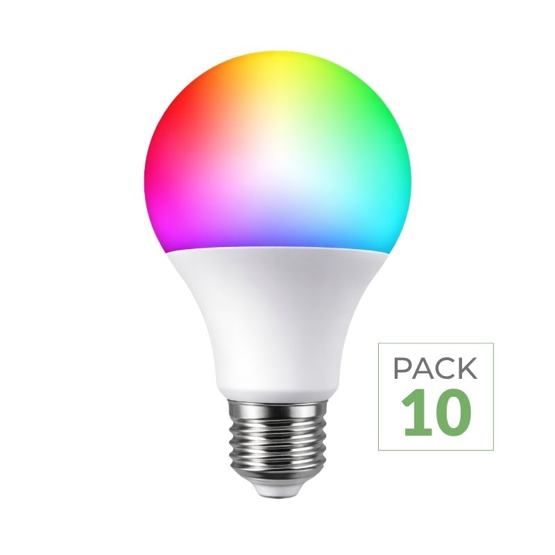 Pack de  10 - Ampoule LED Connectée Wifi E27 11W G95 RGBW
