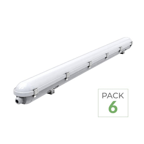 Pack de 6 - Réglette LED 120cm 22/28/34/40W ajustable étanche CCT