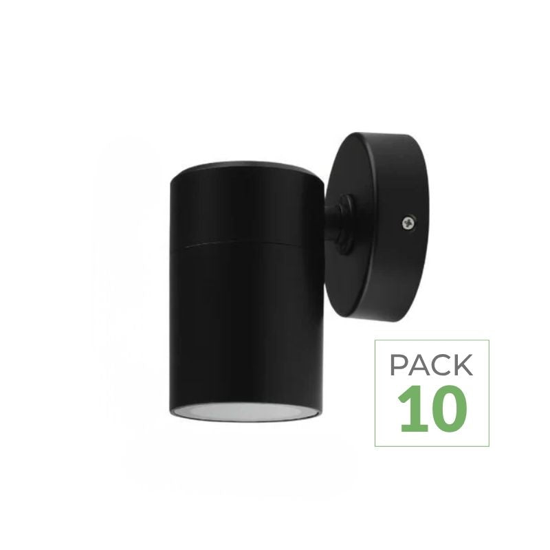 Pack de  10 - Applique murale LED Noire IP65 GU10