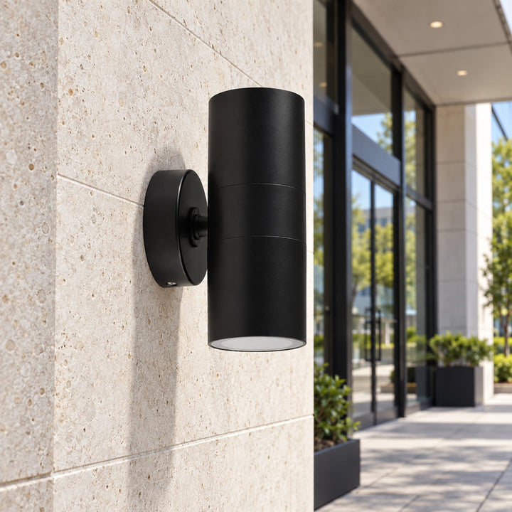 Pack of 10 - Black Wall Light IP65 Double Beam GU10