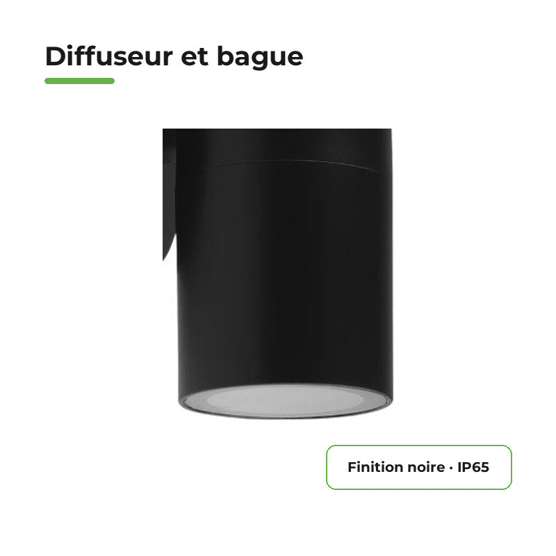 Pack of 10 - Black Wall Light IP65 Double Beam GU10