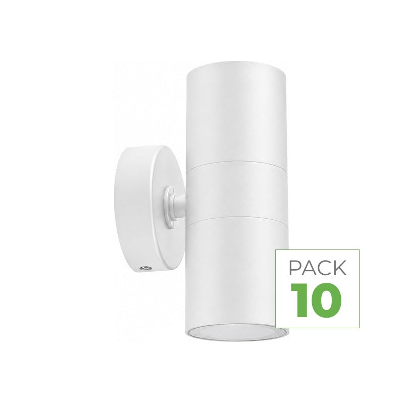 Applique Murale Blanche IP65 Double Faisceau GU10 - Pack de 10 – vue produit