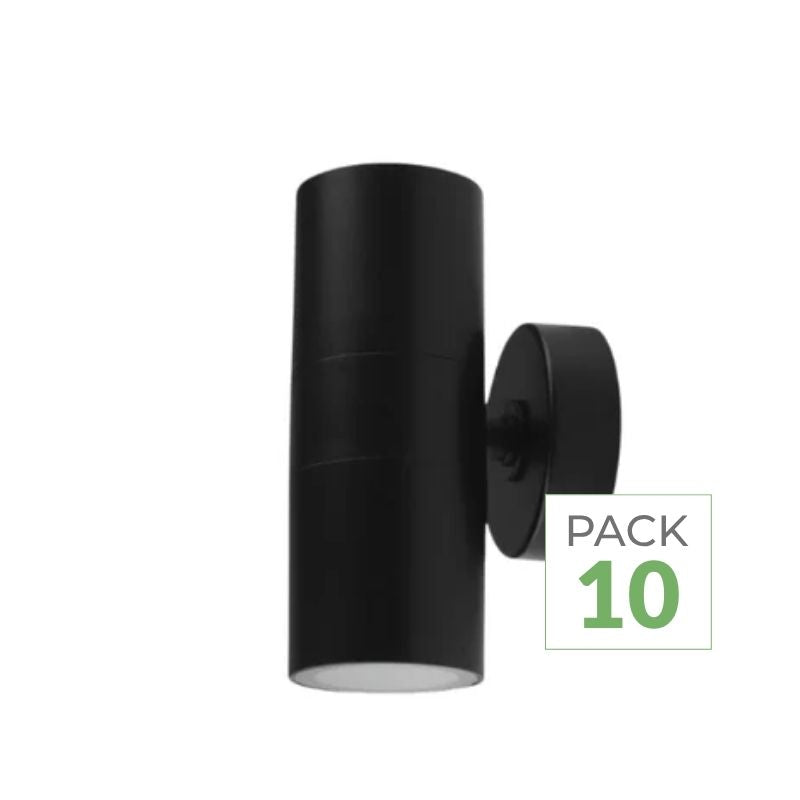 Pack de  10 - Applique Murale Noire IP65 Double Faisceau GU10