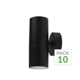 Pack de  10 - Applique Murale Noire IP65 Double Faisceau GU10