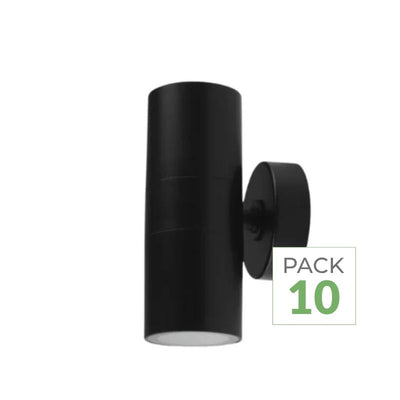 Pack de  10 - Applique Murale Noire IP65 Double Faisceau GU10