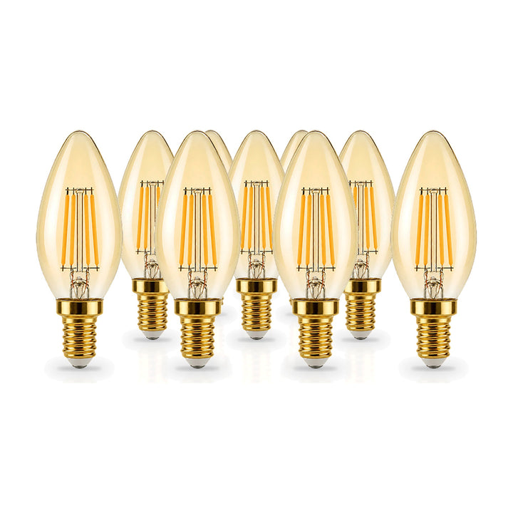 Ampoule LED Filament Dimmable E14 4W Ambrée C37 - Pack de 10