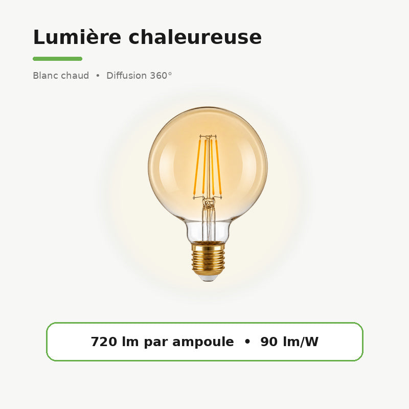 Ampoule à Filament LED E27 8W Dimmable G95