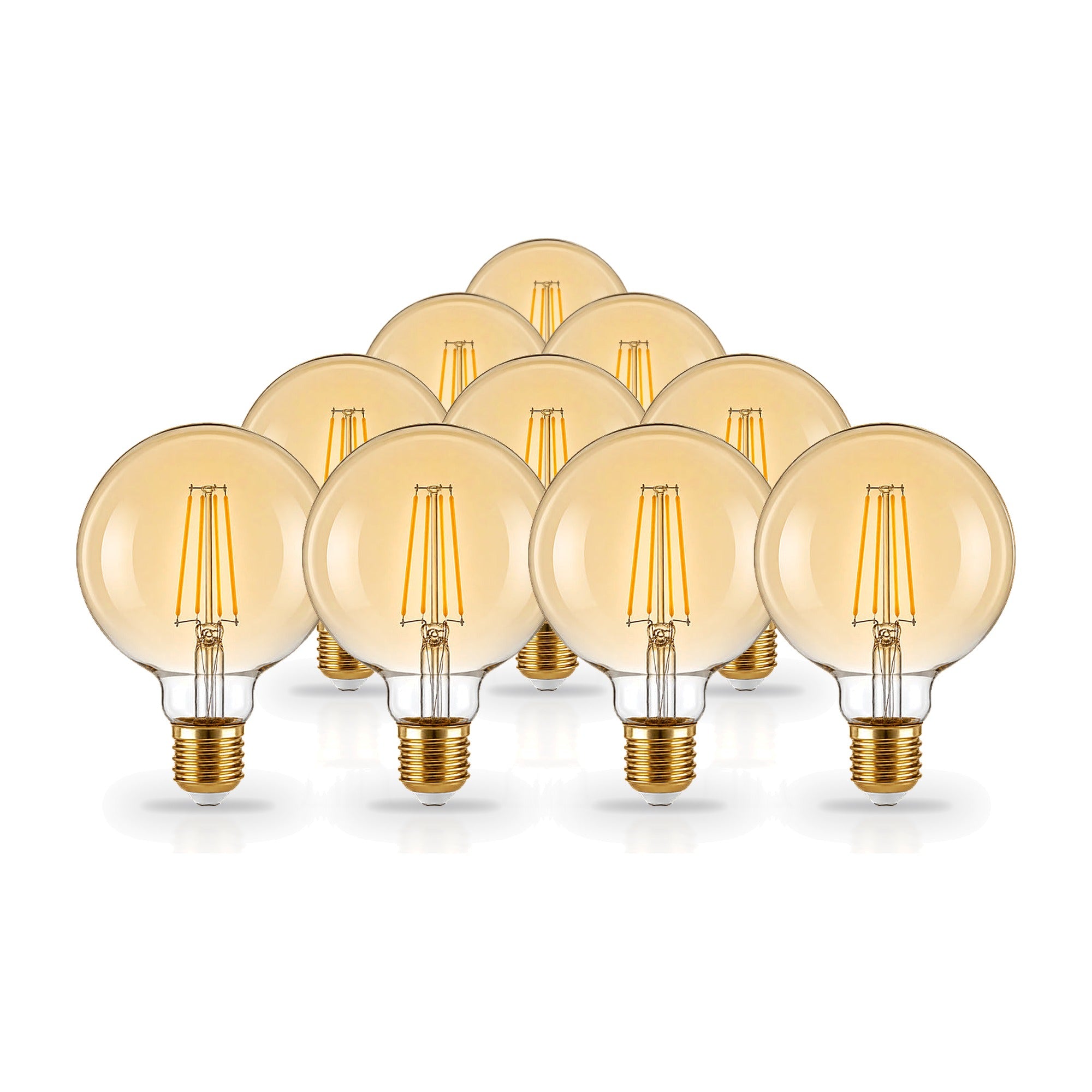 Ampoule LED Filament Dimmable E27 8W Ambrée G95 - Pack de 10