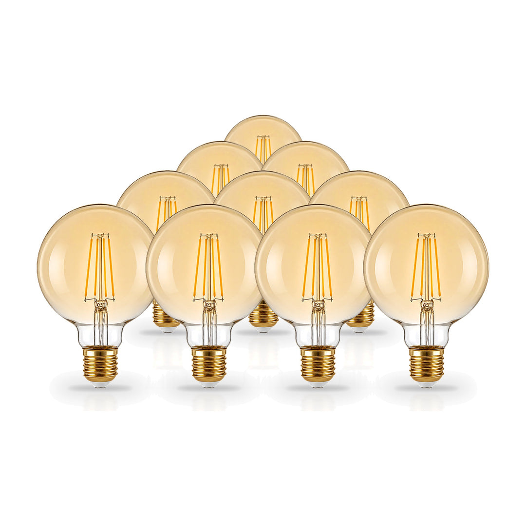 Ampoule LED Filament Dimmable E27 8W Ambrée G95 - Pack de 10