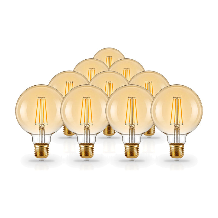 Ampoule LED Filament Dimmable E27 8W Ambrée G95 - Pack de 10