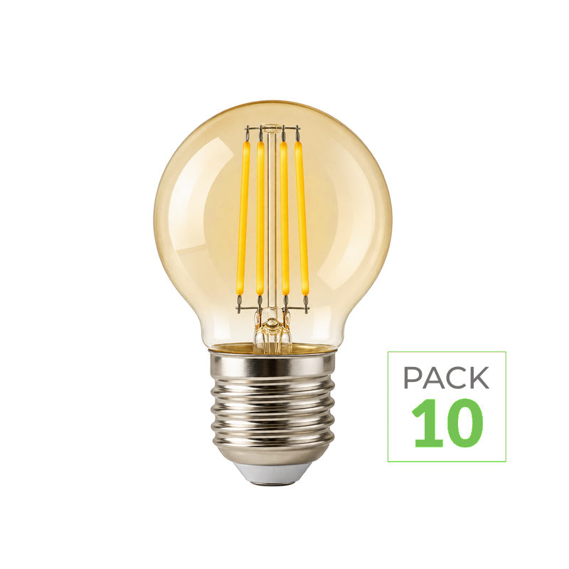 Ampoule LED Filament E27 4W Ambrée G45 - Pack de 10