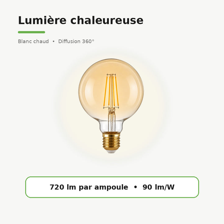 Ampoule LED E27 G95 8W