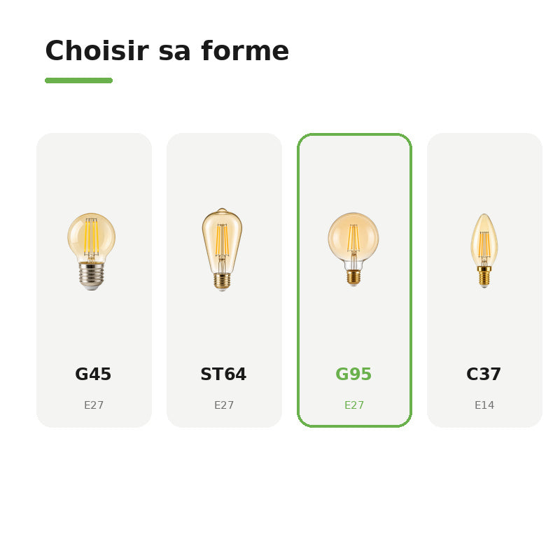 Ampoule LED E27 G95 8W
