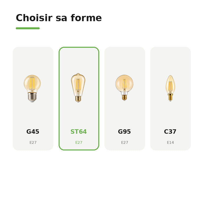 Ampoule LED E27 à filament 4W ST64