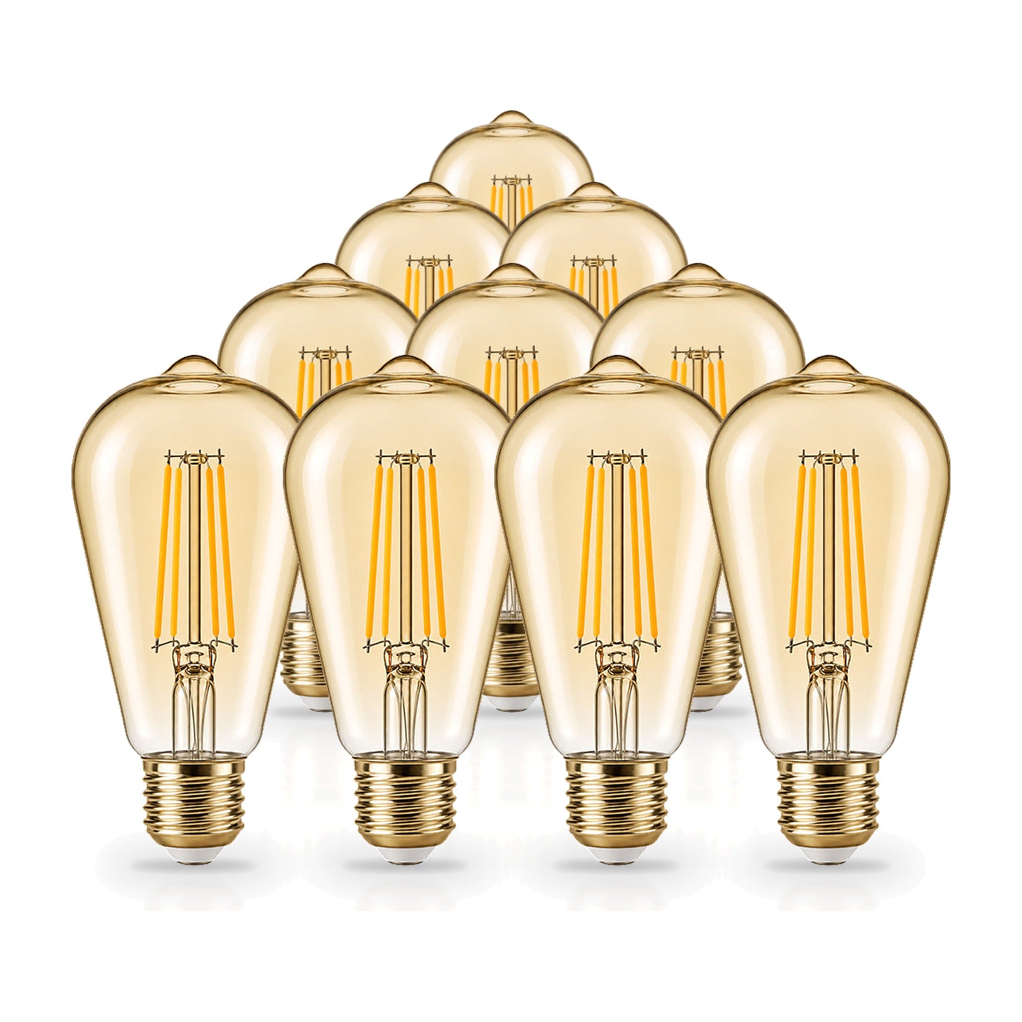 Ampoule LED Filament E27 4W Ambrée ST64 - Pack de 10