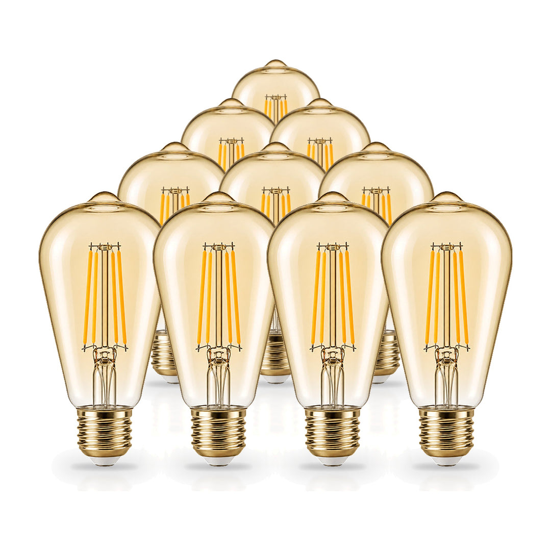 Ampoule LED Filament E27 4W Ambrée ST64 - Pack de 10