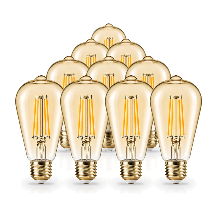Ampoule LED Filament E27 4W Ambrée ST64 - Pack de 10
