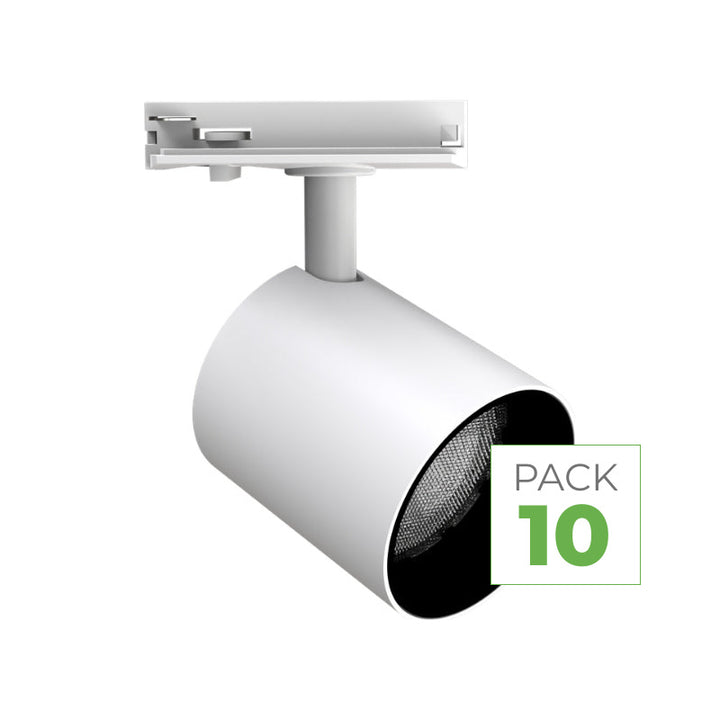 Pack 10 Spot LED sur Rail Monophasé 24W Dimmable TRIAC 36° Blanc