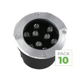 Pack 10 Spot Extérieur Encastrable 9W IP67 220V Sol 30° Ø120