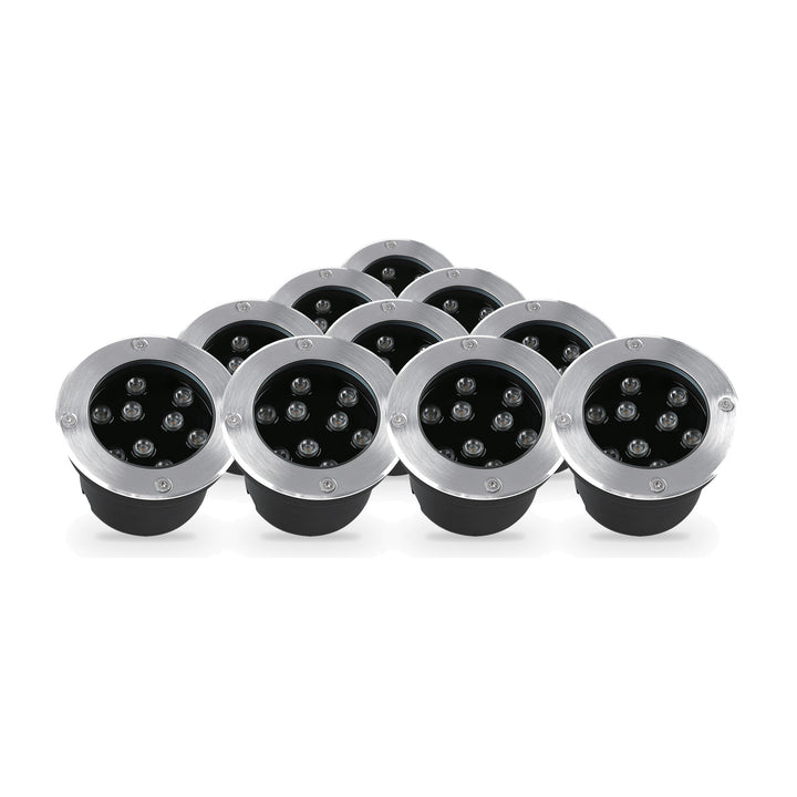 Pack 10 Spot Extérieur Encastrable 9W IP67 220V Sol 30° Ø120