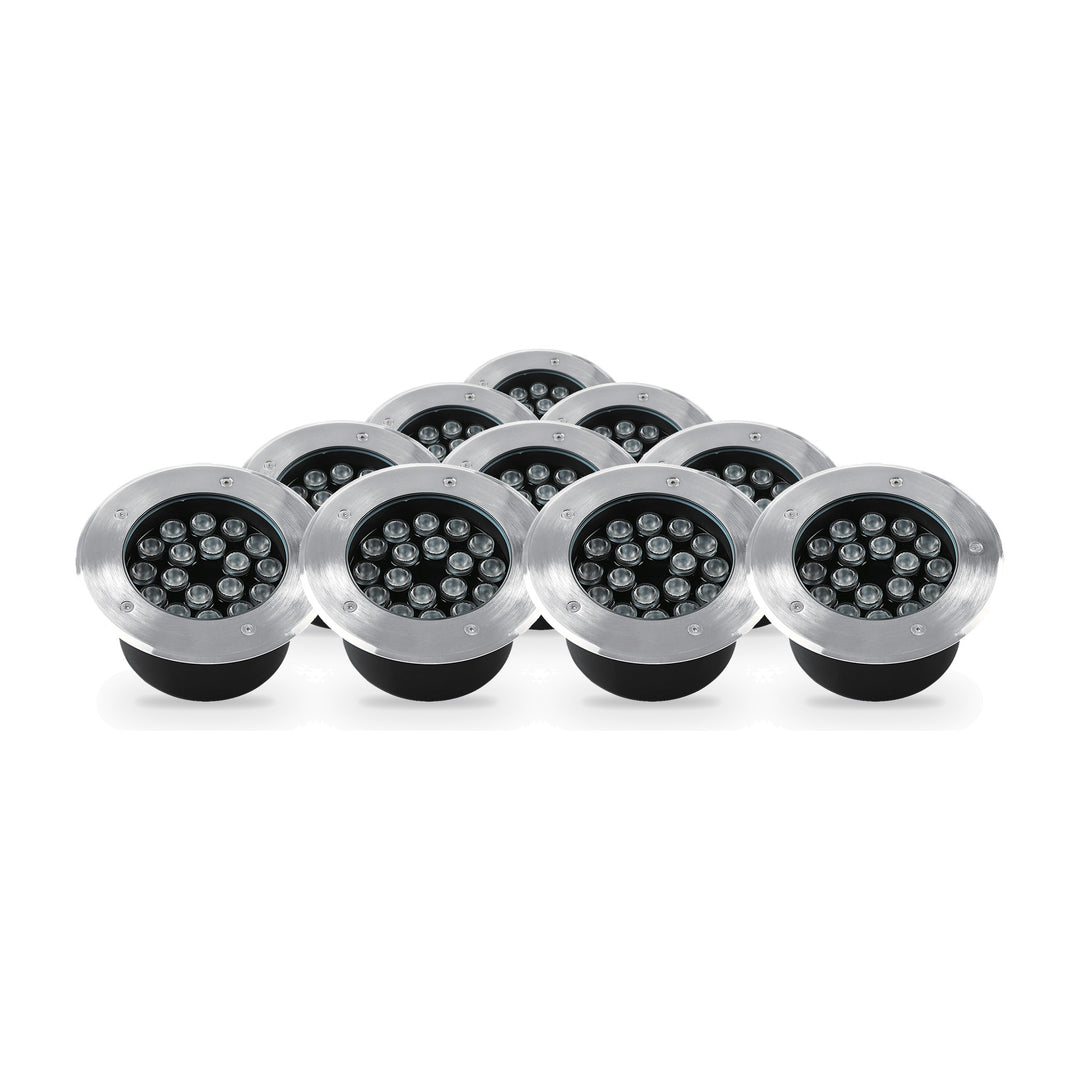 Pack 10 Spot Extérieur Encastrable 12W IP67 220V Sol 30° Ø160