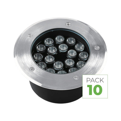 Pack 10 Spot Extérieur Encastrable 18W IP67 220V Sol 30° Ø180