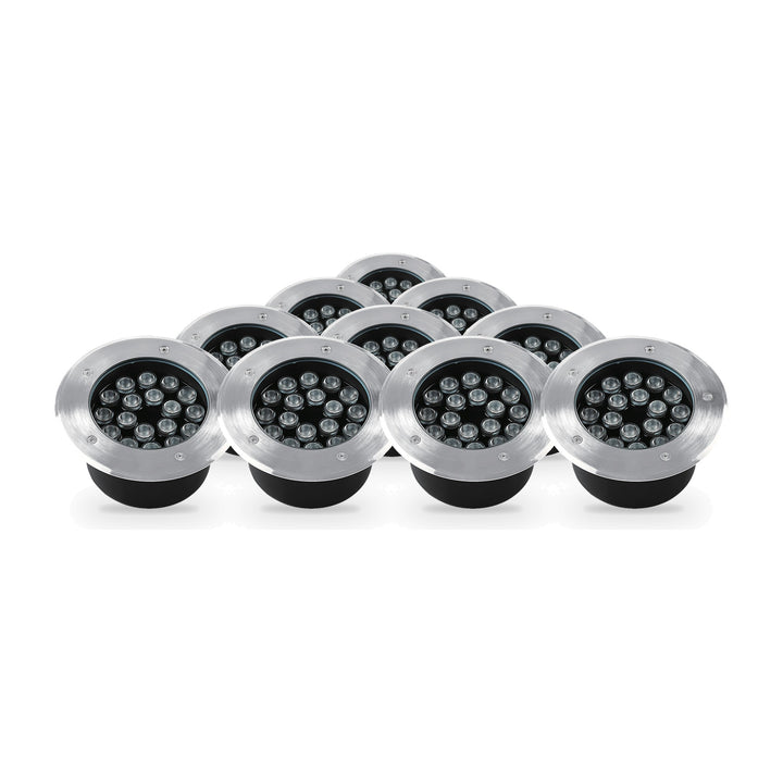 Pack 10 Spot Extérieur Encastrable 18W IP67 220V Sol 30° Ø180