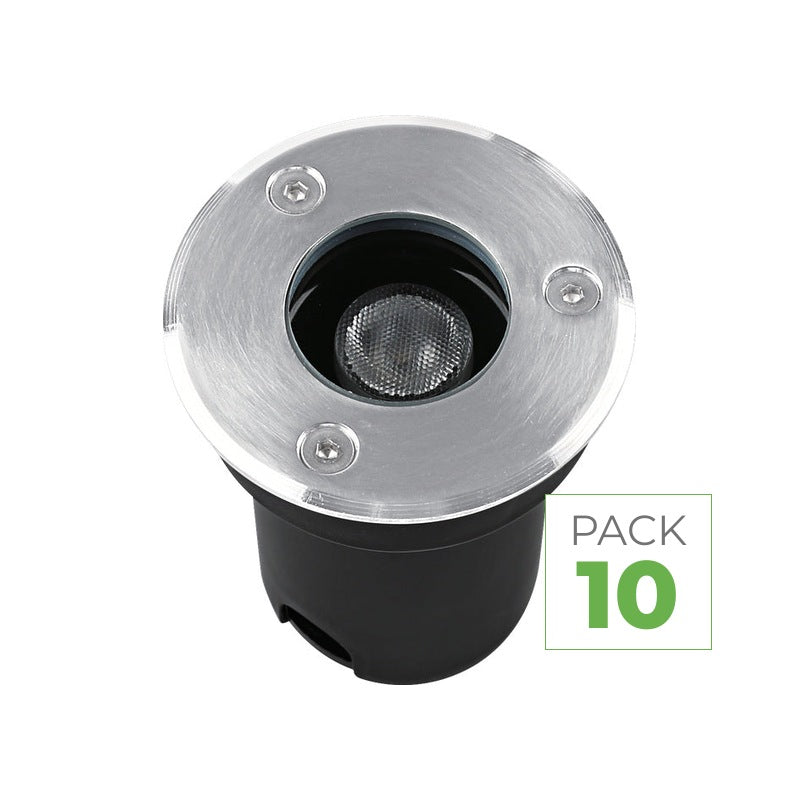 Pack 10 Spot Extérieur Encastrable LED IP67 220V Sol 1W 30° Ø64 – vue produit