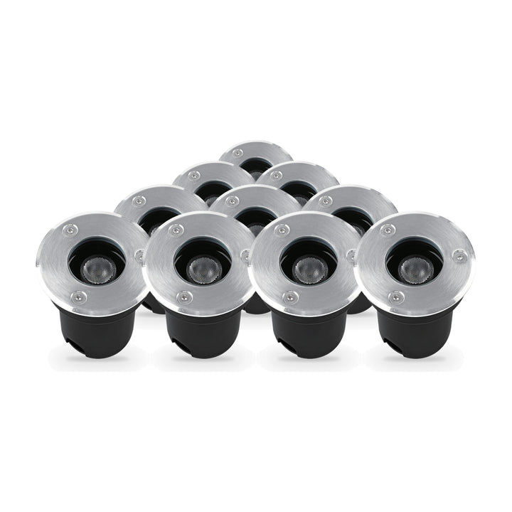 Pack 10 Spot Extérieur Encastrable LED IP67 220V Sol 1W 30° Ø64