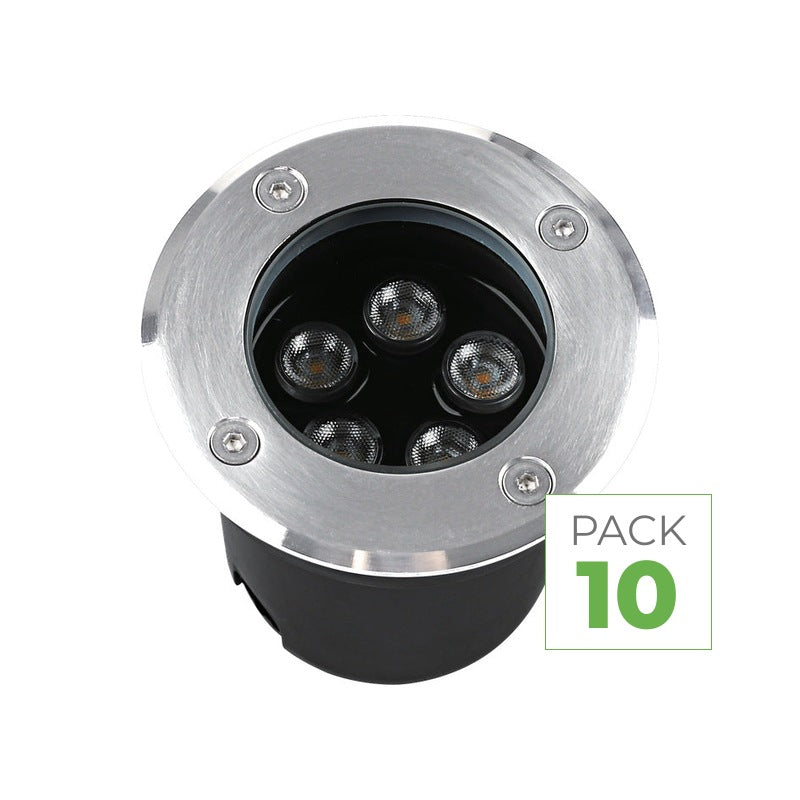 Pack 10 Spot Extérieur Encastrable 5W IP67 220V Sol 30° Ø80