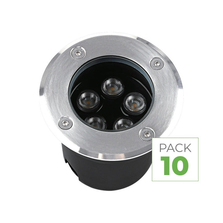Pack 10 Spot Extérieur Encastrable 5W IP67 220V Sol 30° Ø80