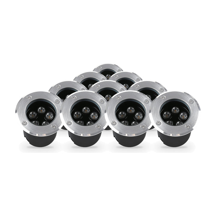 Pack 10 Spot Extérieur Encastrable 5W IP67 220V Sol 30° Ø80