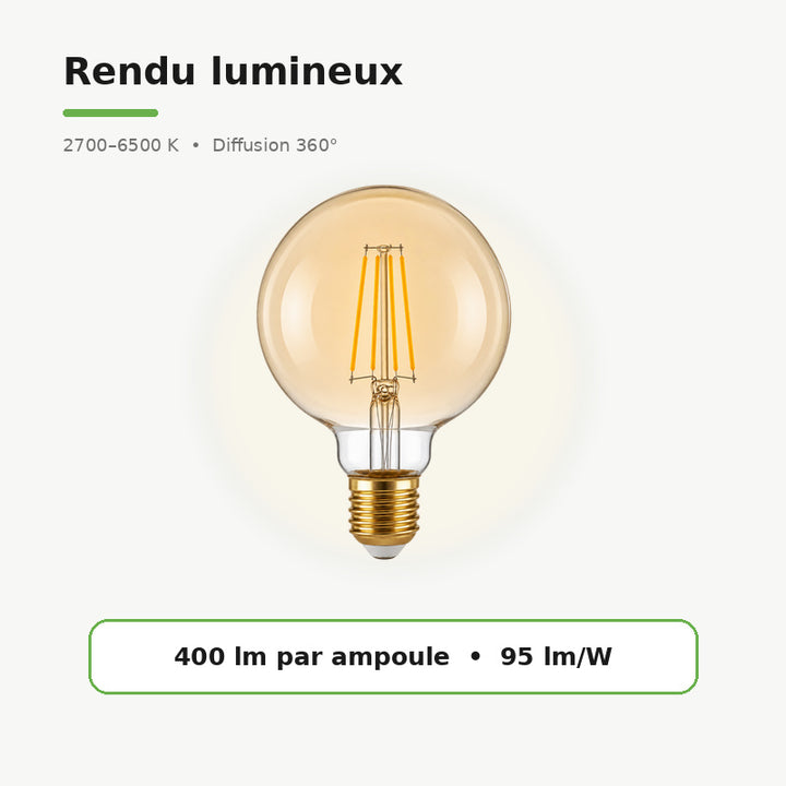 Ampoule LED Connectée 4W CCT 2700-6500k Wifi E27 G95