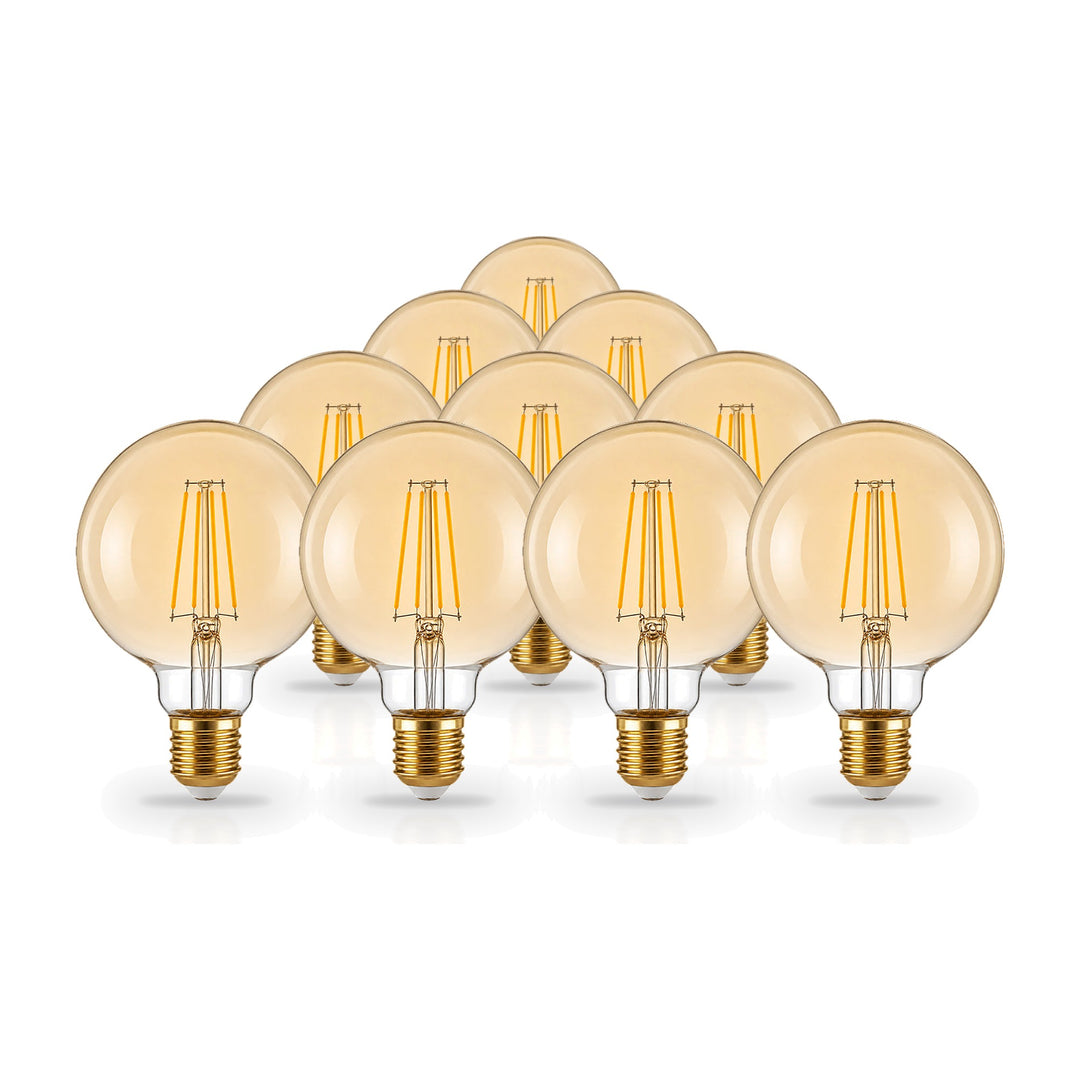 Ampoule LED Filament Connectée Wifi E27 4W Ambrée G95 CCT - 2700K/6500K - Pack de 10