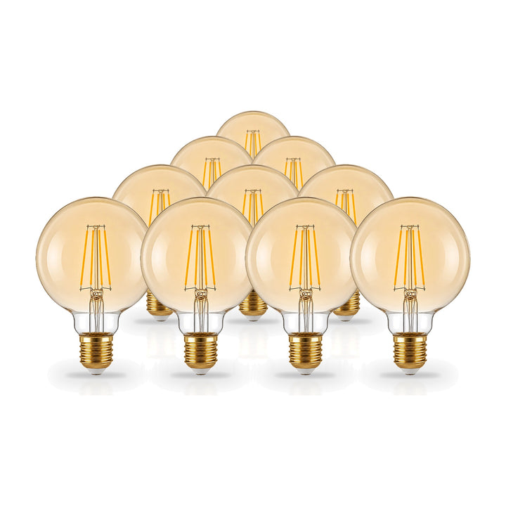 Ampoule LED Filament Connectée Wifi E27 4W Ambrée G95 CCT - 2700K/6500K - Pack de 10